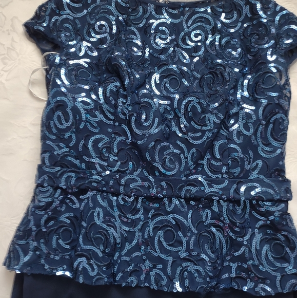 Jade by Jasmine Bejeweled Sequins Tiffany chiffon cap sleeves Sparkle Shine Maxi - Picture 4 of 11